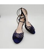 Sandals Kate Spade New York Made in Italy Navy Blue Suede Heels Size 9.5 B - £26.21 GBP
