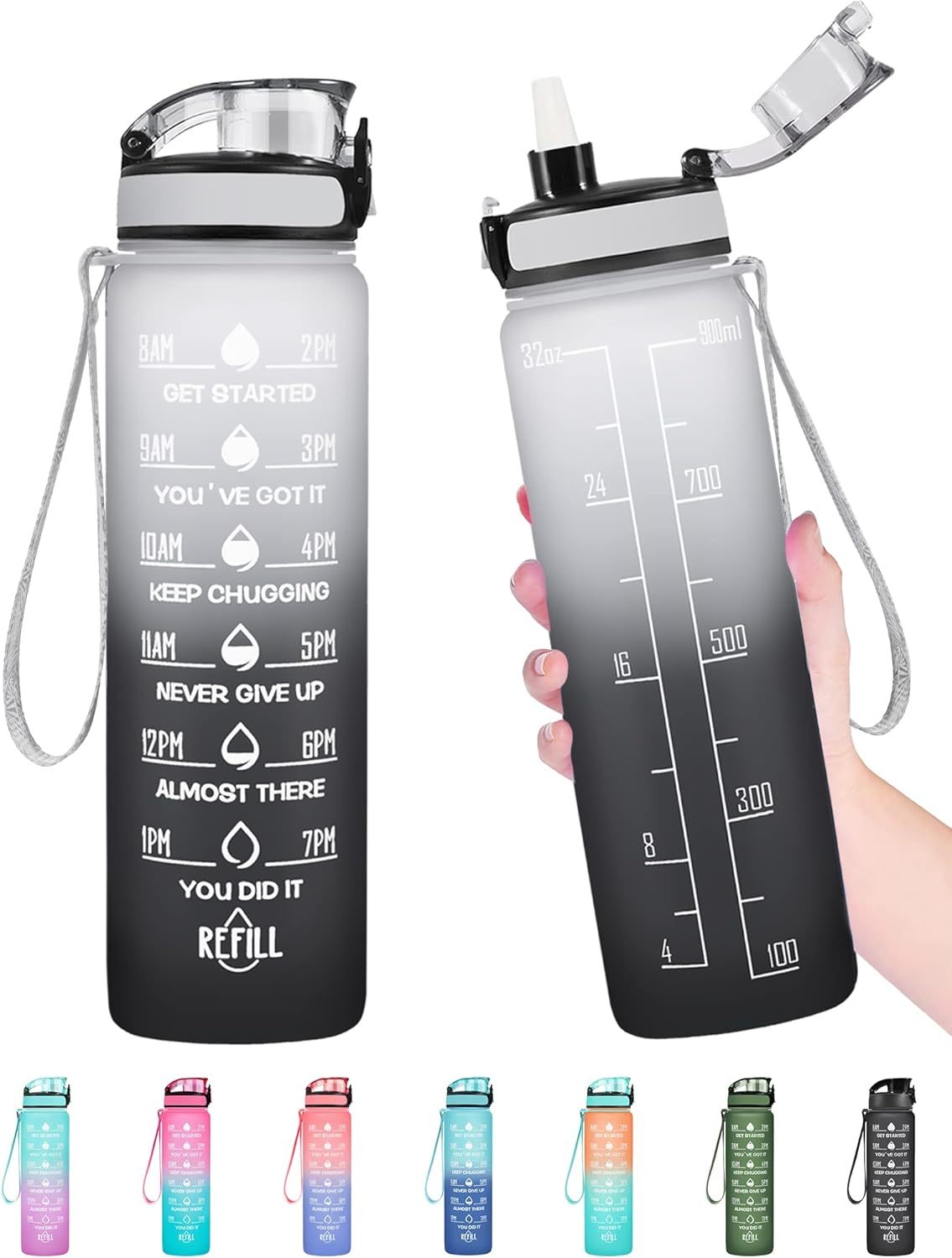 Primary image for 32 OZ Water Bottle Leakproof BPA Toxic Free Motivational Water Bottle with Times