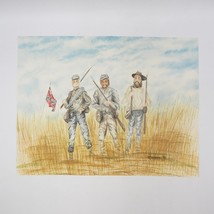 Watercolor Painting Civil War Rebel Soldiers Confederacy Folk Art - £39.68 GBP