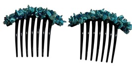 Turquoise Beaded Hair Combs Black French Twist Updos Accents Set Of 2 - $291.00 MXN