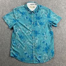 Seapointe Shirt Men&#39;s Large Blue Hawaiian Button Down Short Sleeve Polye... - $219.15 MXN
