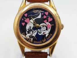 Vintage Armitron Pepe Le Pew Ticking Heart Gold Tone Womens Watch New Battery - £31.90 GBP