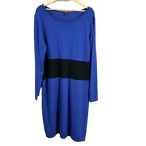 J Peterman Blue Sweater Dress Wool Long Sleeve Colorblock Professional Large - £41.74 GBP