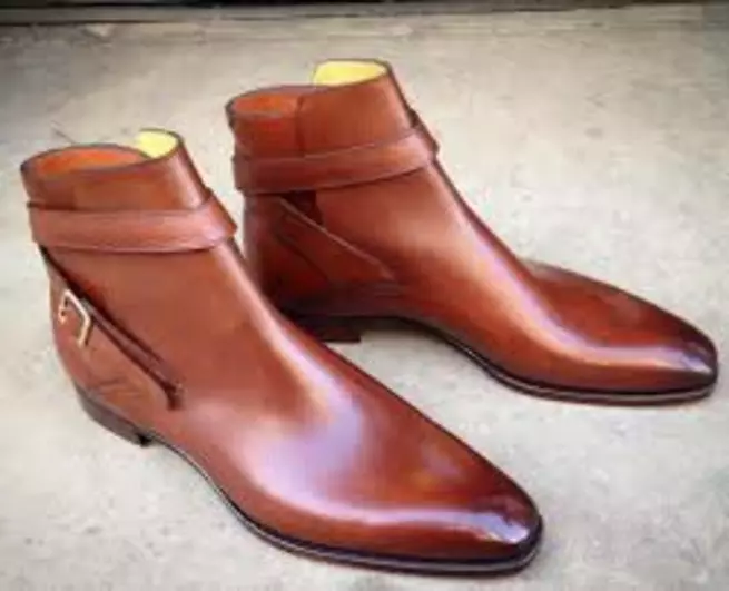 Handmade Brown Leather Jodhpur Formal Ankle Monk Strap Office Boots For ... - $149.99+
