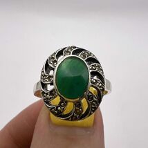 Vintage Sterling Silver 925 Women's Jewelry Ring Agate Stone Signed Size... - $110.00