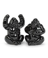Gorilla Salt Pepper Shakers Ceramic 4&quot; High Black Glossy African Primate... - €19,34 EUR
