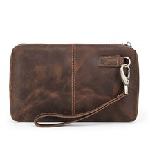 Leather Men Wallet Clutch Bag Vintage Brown RFID Long Purse Big Travel H... - £42.45 GBP