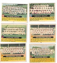 7 1956 Topps Team cards  Braves X2, Phillies X2, Indians, Redlegs, Orioles. - £47.17 GBP