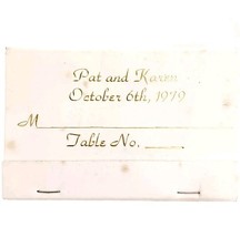 Pat And Karen 1979 Wedding Vintage Matchbook Table Reservation Struck E78C - $373.45 MXN