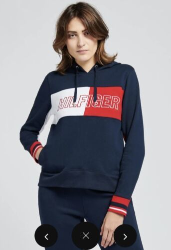 XL Tommy Hilfiger Hoodie with Color Block and Embroidery in Navy New No Tag - $25.00