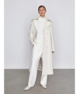 Women&#39;s Genuine Leather Long Coat Real Lambskin Stylish White Belted Tre... - £100.39 GBP