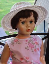 Vintage white straw pink ribbon hat made in  Taiwan 3 - £23.93 GBP