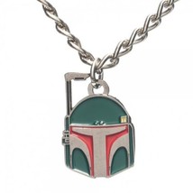 Star Wars Boba Fett Helmet Metal Enamel Necklace Licensed, NEW UNUSED - $11.89