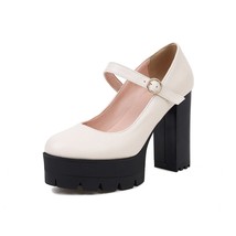 Classic Round Toe Chunky Heel Women&#39;s High Heels Spring Fall Sexy Pumps Platform - £43.30 GBP