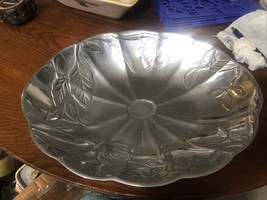 Charter Club Pewter Bowl with Floral Design, Oval Serving Bowl, Home Accent - £15.73 GBP