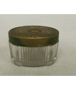 Vintage Hollywood regency style vanity dressing glass jar with metal lid - $21.08