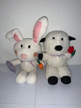 Lot Of 2 Gibson Greetings Easter Farm Friends Plush Animals Bunny And Lamb 1996 - £17.34 GBP