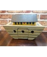 Large Vintage Folk Art Wooden Noah&#39;s Ark Playset - Hand-Crafted Artisan Toy - $1,850.07 MXN