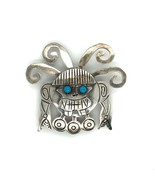 Vtg Signed K.I. Sterling Silver Modern Etch Viracocha Inca Aztec Brooch ... - £96.75 GBP