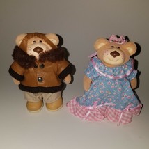 VTG Furskins 2 Brown Bears Plush Lot 5.5&quot; Boy Aviator Jacket Girl Dress Shoes - £16.41 GBP