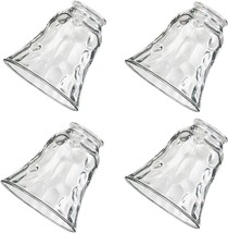 Replacement Glass Shades For Light Fixtures, 4 Pack, Clear Water Ripple Glass - £34.36 GBP