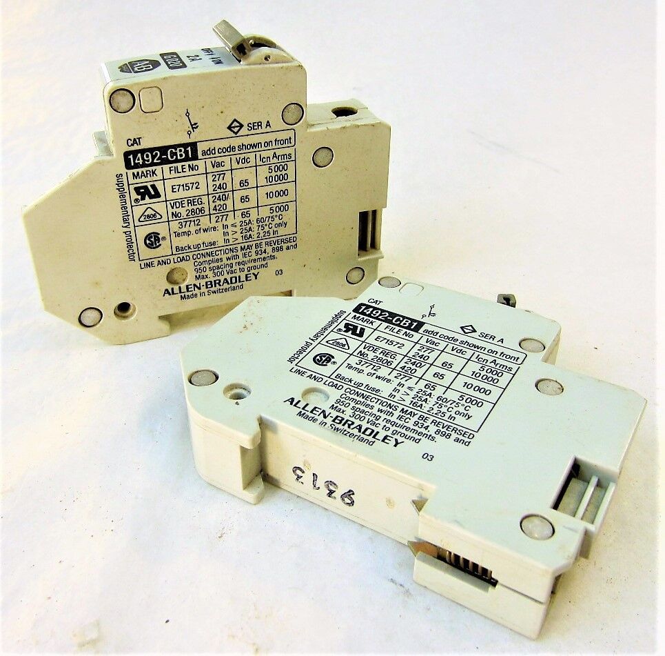 Allen Bradley 1492-CB1 G020 Series A Circuit Breaker 1 Pole 2 Amp Lot of 2 - $7.84