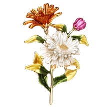 Gift Enamel Alloy Women Daisy Bouquet Brooch Painted Chrysanthemum Pin Multicolo - £8.64 GBP