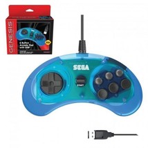 Retro-Bit 10ft. Official Sega Genesis 6-Button Controller Gamepad - Clear Blue - £18.19 GBP