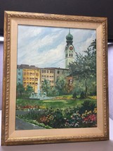 Original Oil Painting Signed by K. Boik 1971 of a Building Clock Tower Landscape - £34.91 GBP