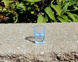 Vintage Blue Tint Pressed Glass Eight Flute Shot Glass Heavy Mini - £22.53 GBP