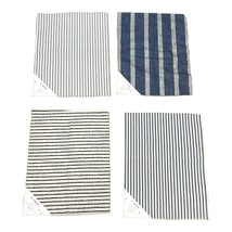 Linen Blend Stripe Fabric Samples Lot craft Kaufman Polyester Blue &amp; White - $23.36