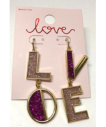 Metallic Drop Glitter LOVE Earrings NEW - £7.79 GBP