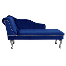 Cambridge Chaise Lounge Handmade Tufted Navy Blue Striped Longue Accent Chair - £265.40 GBP