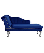 Cambridge Chaise Lounge Handmade Tufted Navy Blue Striped Longue Accent ... - $451.32 CAD