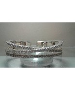 .925 Sterling Silver CZ Rhodium Dipped Cuff Bracelet - 6&quot; in -  Free Shi... - $79.99