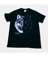 Alaska Wolf Men&#39;s Black Tee Shirt 100% Cotton Gildan Ultra Cotton Medium - £10.13 GBP