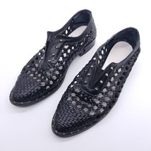 Freda Salvador Shoes Womens 7.5 Black Wish Oxford Woven Studded Slip-On Leather - £102.55 GBP