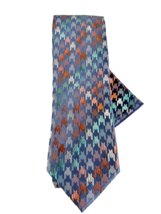 Steven Land Men&#39;s Tie &amp; Hanky Blue Coral Silver Big Knot Hand Made Silk 3&quot; Wide - £36.76 GBP