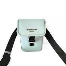 Coach CAJ42 Racer Phone Crossbody Smooth Leather Bag Mens Light Blue - $2,464.08 MXN