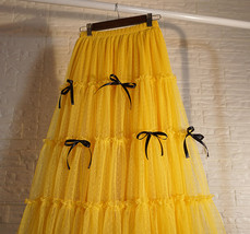 Yellow Layered Tulle Skirt Outfit Women Custom Plus Size Tiered Long Tulle Skirt image 7