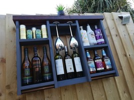 Handmade Indoor/Outdoor Wine/BBQ Rack Wall Mounted Wine Rack with Glass ... - $79.96