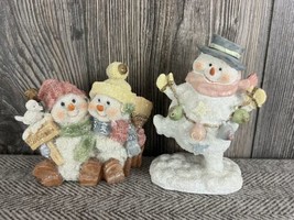 Lot of 2 K&#39;s Collection Pastel Snowman Figurines Christmas Decorations - £8.70 GBP