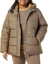 Amazon Essentials Women&#39;s Leopard Animal Print Hooded Puffer Jacket - $35.09