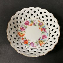 Dresden reticulated bowl, Vintage German pierced porcelain flower trinket dish - £30.18 GBP