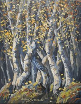 Aspen Grove Fall Color in the Sierras Original Oil Painting by Irene Liv... - $165.00