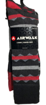 AIRWALK Men&#39;s Fashion Crew Socks Gray / Black / Red -Shoe 6-12.5 ~ Asst ... - £8.06 GBP