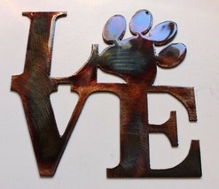 Love Word w/ Paw (Boxed) - Metal Wall Art - Copper 6&quot; x 6&quot; - £13.36 GBP