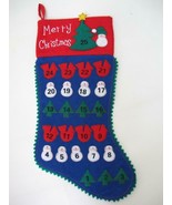 Christmas Stocking Advent Calendar Applique Felt Tree Cardinal Snowman Star - £8.64 GBP