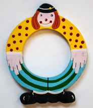 Painted Wooden Clown Letter O Non-Toxic Paint Handmade 3-3/8&quot; Tall - £3.86 GBP