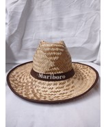 Vintage MARLBORO Cigarette Advertising Woven Straw Brow Band Golf/Sun Hat - £12.60 GBP